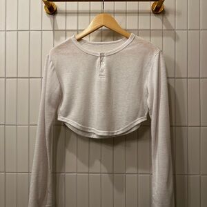White Long Sleeve Crop Top